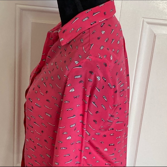 Weekend Max Mara Silk Graphic Print Pink Blouse - Picture 4 of 9